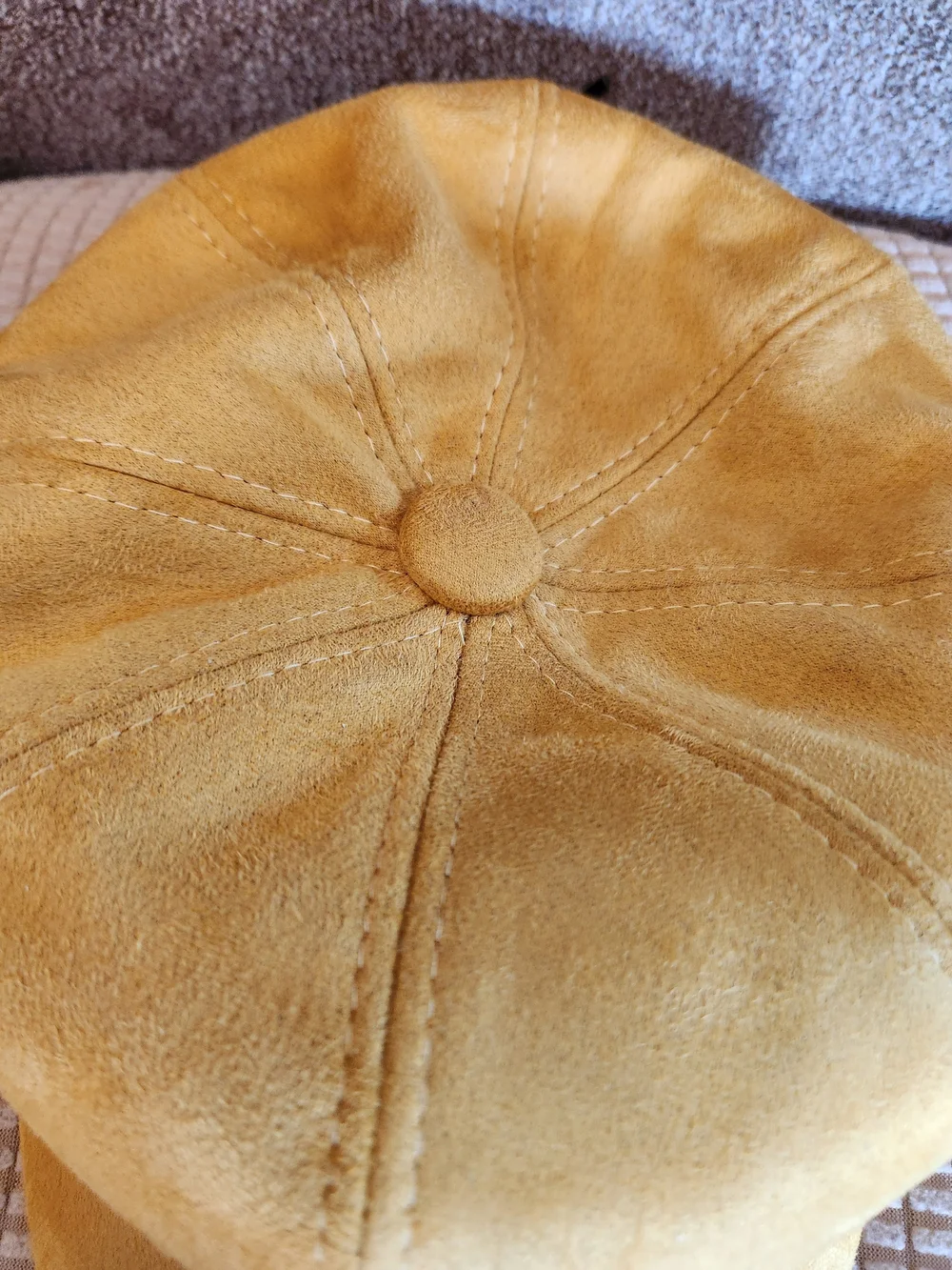Mustard Yellow FAUX Suede Newsboy Cap - Unbranded